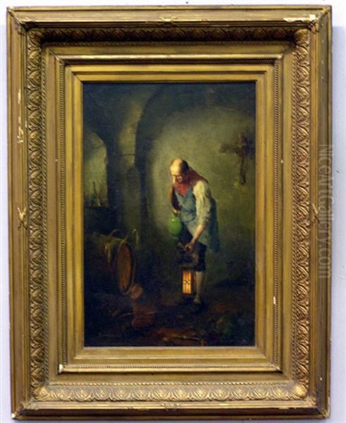 In The Cellar Oil Painting by Anton Laupheimer