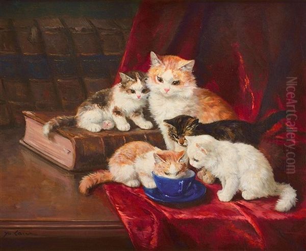 Chats Oil Painting by Marie Yvonne Laur