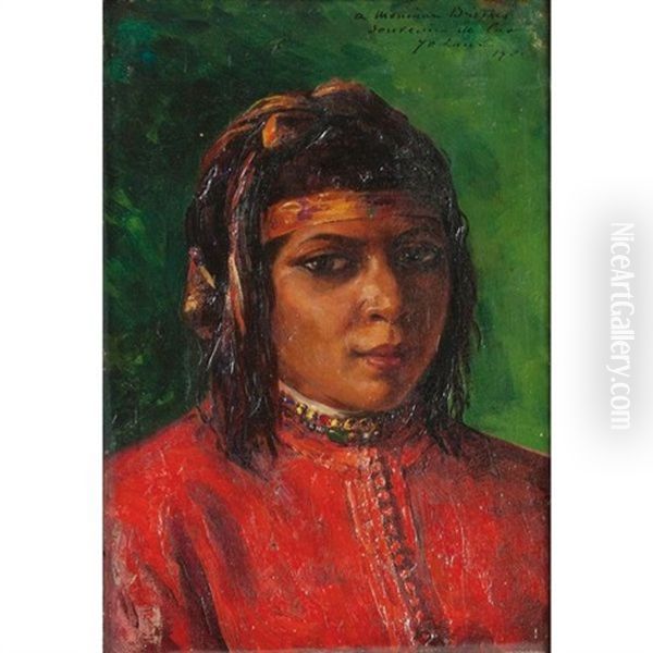 Portrait De Marocaine Oil Painting by Marie Yvonne Laur