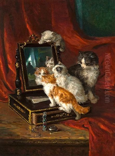 Les Chatons Curieux Oil Painting by Marie Yvonne Laur