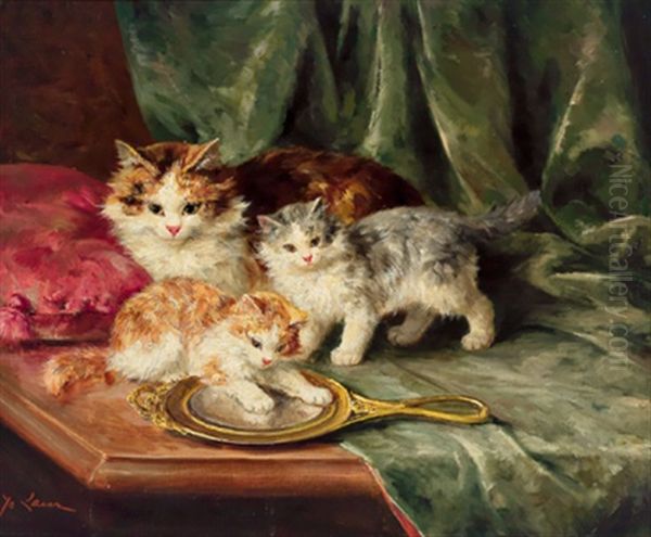 Die Stolze Katzenmutter Oil Painting by Marie Yvonne Laur