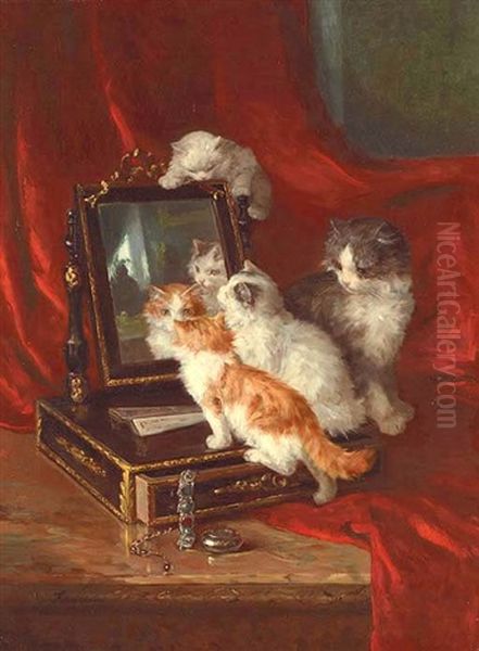 Les Chatons Curieux Oil Painting by Marie Yvonne Laur