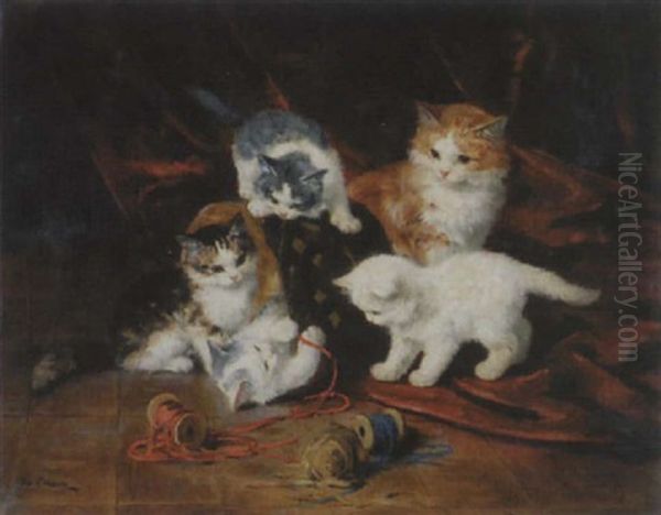 Spielende Katzen Oil Painting by Marie Yvonne Laur