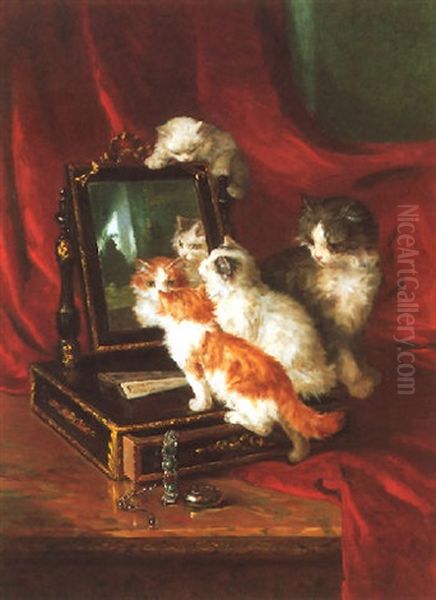 Les Chatons Curieux Oil Painting by Marie Yvonne Laur