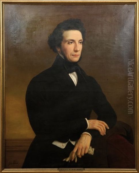 Portrait D'homme En Habit Noir Oil Painting by Jules (Jean-Francois-Hyacinthe) Laure