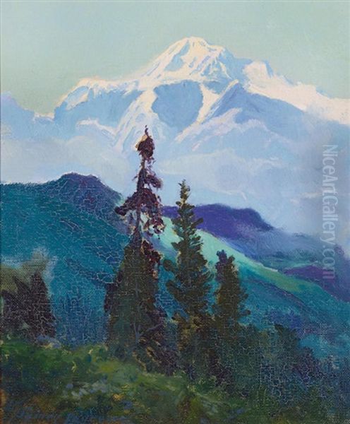 A View Of Mount Mckinley, Alaska Oil Painting by Sydney Mortimer Laurence