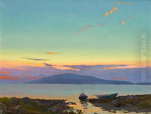 Boats At Sunset Oil Painting by Sydney Mortimer Laurence