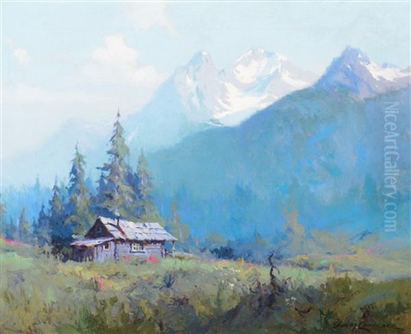 Mountain Cabin, Alaska Oil Painting by Sydney Mortimer Laurence