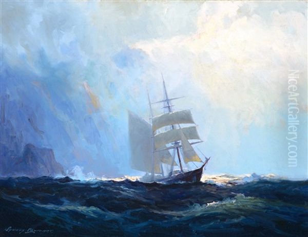 Clawing Off A Lee Shore Oil Painting by Sydney Mortimer Laurence