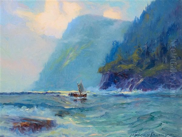 Fish Boat Marine Oil Painting by Sydney Mortimer Laurence