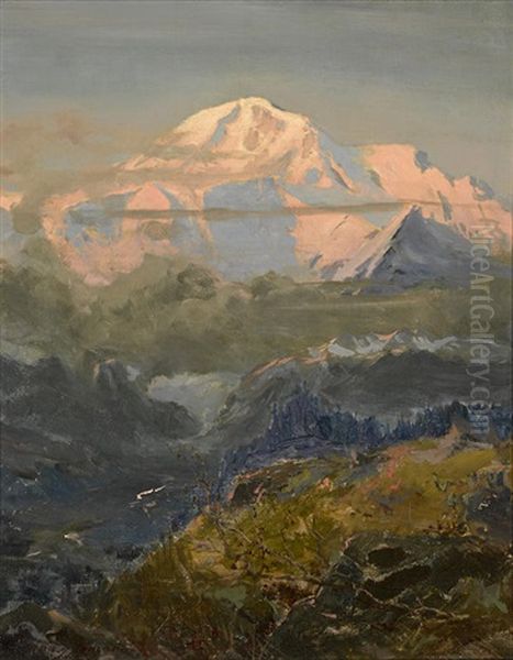 Evening Glow On Mount Mckinley Oil Painting by Sydney Mortimer Laurence