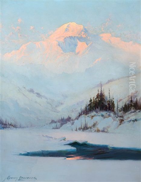 Winter Twilight On Mt. Mckinley Oil Painting by Sydney Mortimer Laurence