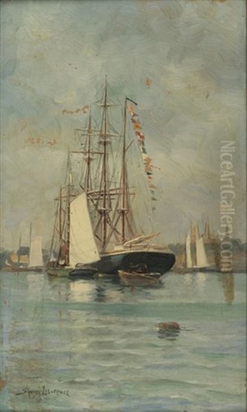 Ship With Flags Oil Painting by Sydney Mortimer Laurence