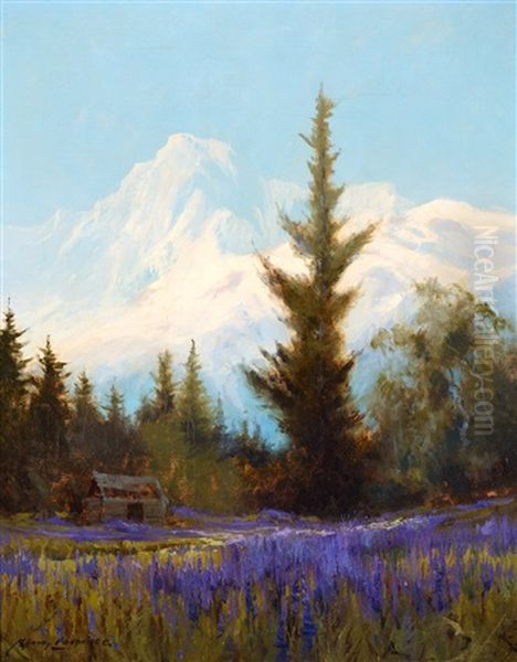 Purple Lupin, Near Juneau Oil Painting by Sydney Mortimer Laurence