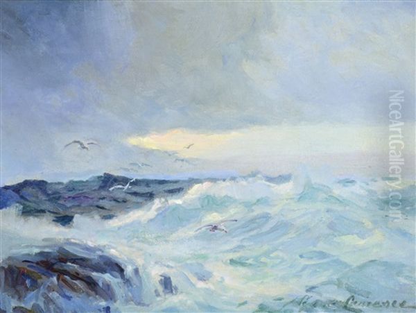 Seascape With Gulls Oil Painting by Sydney Mortimer Laurence