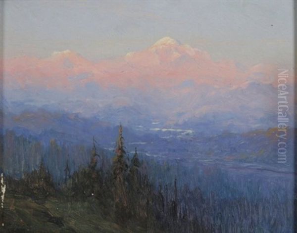 Evening Light, Mount Mckinley, Alaska Oil Painting by Sydney Mortimer Laurence