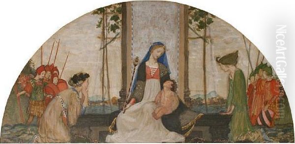 Queen Titania And The Indian Child Oil Painting by Robert Anning Bell