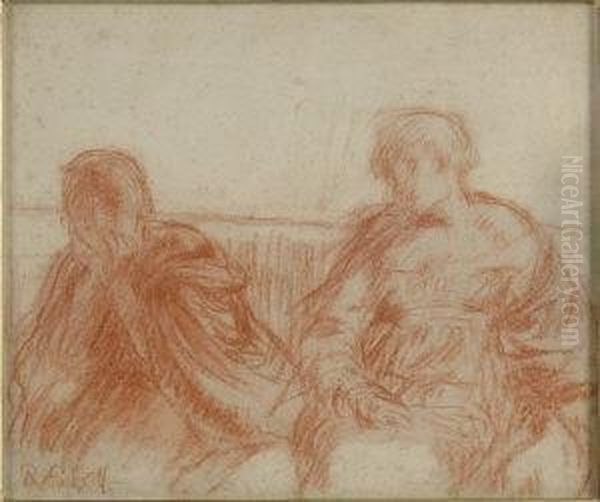 Figures Seated Oil Painting by Robert Anning Bell