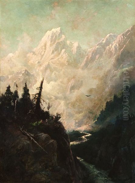 Snowy Peaks Above The Tokositna River, Alaska Oil Painting by Sydney Mortimer Laurence