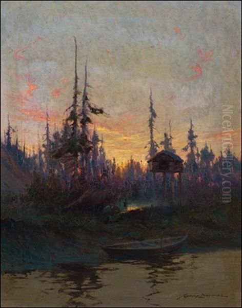 Cache On The Yukon Oil Painting by Sydney Mortimer Laurence