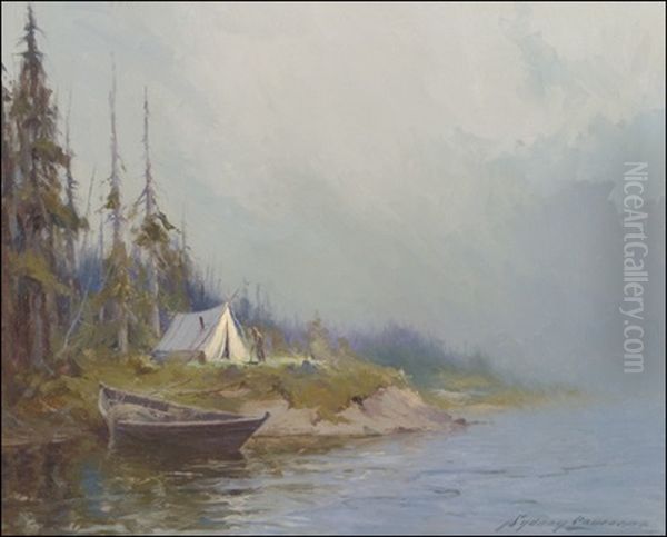 Riverside Camp Oil Painting by Sydney Mortimer Laurence