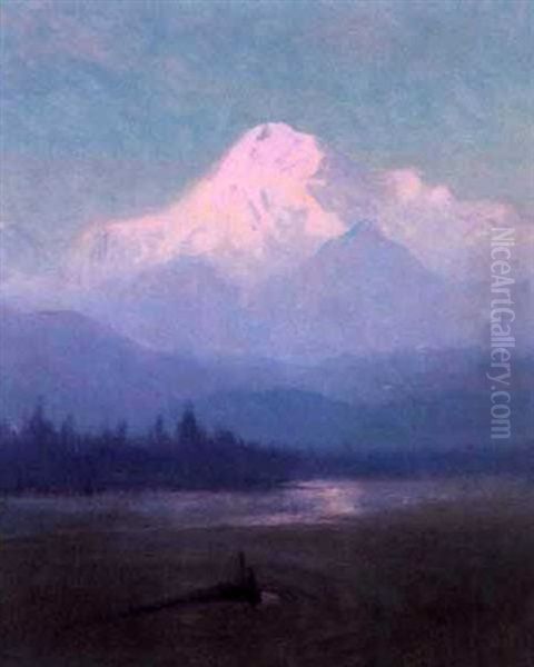 Mt. Mckinley From The Tokositna River Oil Painting by Sydney Mortimer Laurence