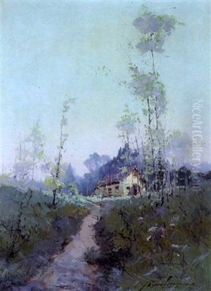 Alaska Homestead Oil Painting by Sydney Mortimer Laurence