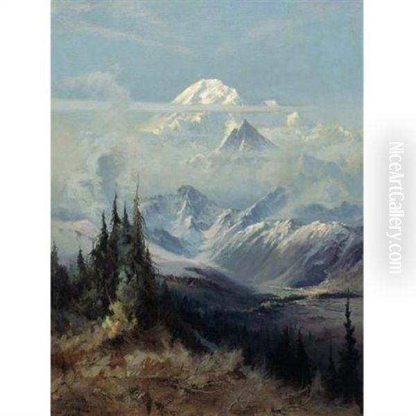 Mount Mckinley In Mist Oil Painting by Sydney Mortimer Laurence