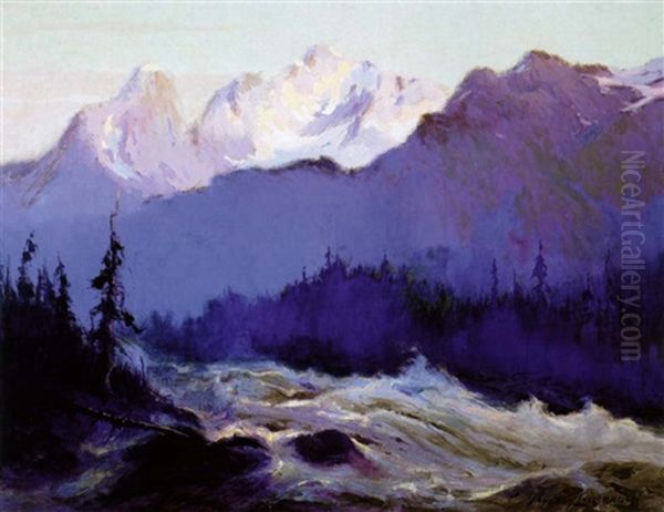 Rapids Of The Tokositna River Oil Painting by Sydney Mortimer Laurence