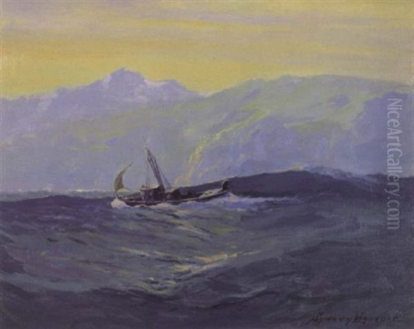 Halibut Longliner Oil Painting by Sydney Mortimer Laurence