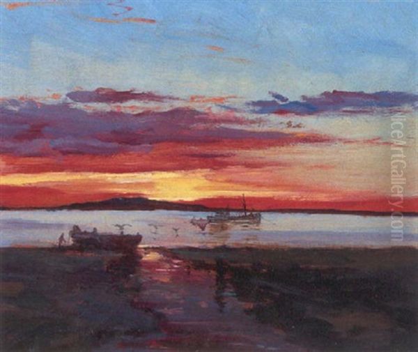 Across Crook Inlet, Anchorage, Alaska (no.72) Oil Painting by Sydney Mortimer Laurence