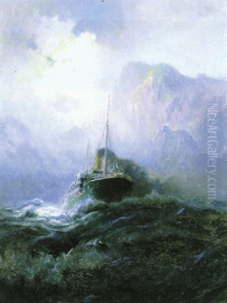 Stormy Sea Oil Painting by Sydney Mortimer Laurence