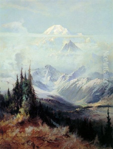 Mount Mckinley In Mist Oil Painting by Sydney Mortimer Laurence