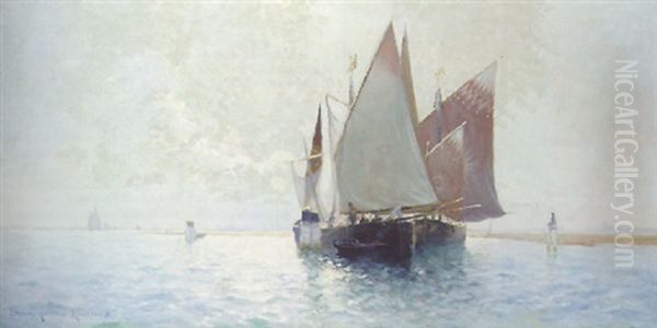 Venetian Boats Oil Painting by Sydney Mortimer Laurence