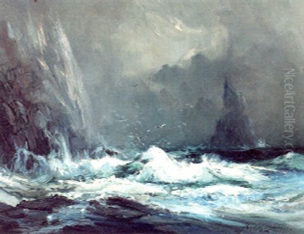 Pinnacle Rock, Cape St. Elias, Alaska Oil Painting by Sydney Mortimer Laurence