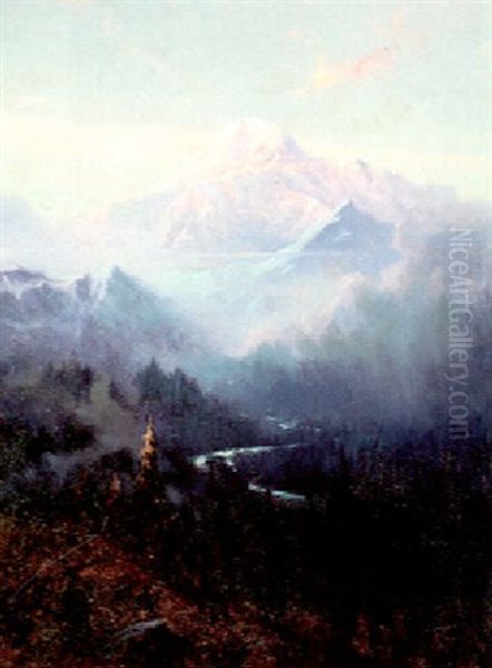 Mt. Mckinley From Headwaters Of Tokacheetna River Oil Painting by Sydney Mortimer Laurence