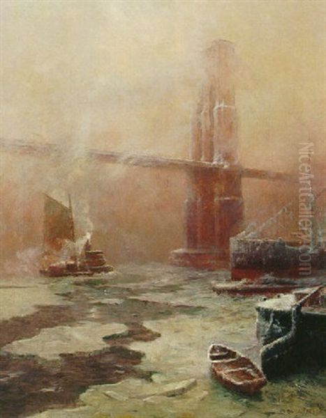 Brooklyn Bridge Oil Painting by Sydney Mortimer Laurence