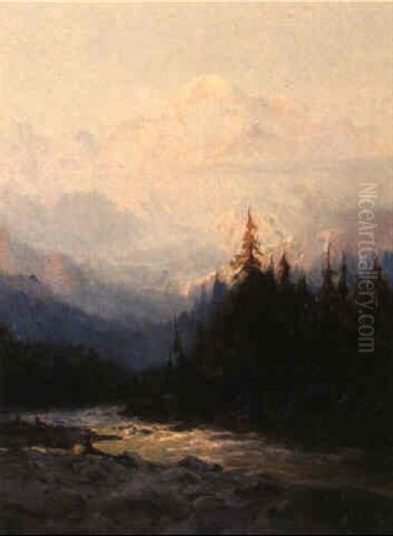 Mt. Mckinley: Headwaters Of The Tokacheetna River Oil Painting by Sydney Mortimer Laurence