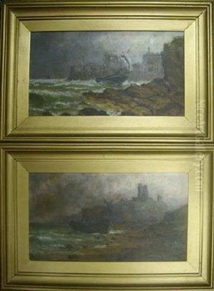 Shipwreck Near Tynemouth Castle And A Shipwreck Near Dunstanburgh
Castle Oil Painting by Stuart Henry Bell