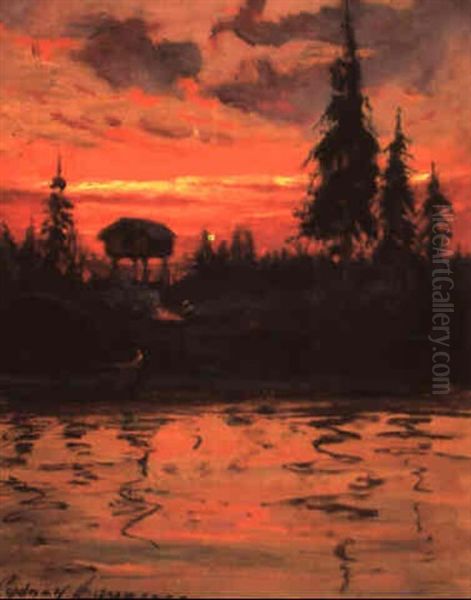 Sunset In Alaska Oil Painting by Sydney Mortimer Laurence