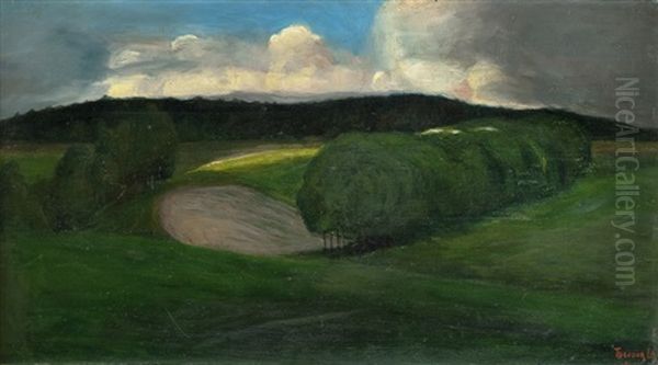 Green Landscape Oil Painting by Theodor Laureng