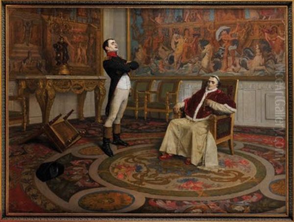 Entrevue De Napoleon Ier Et Du Pape Pie Vii, En Janvier 1813 Oil Painting by Jean Paul Laurens