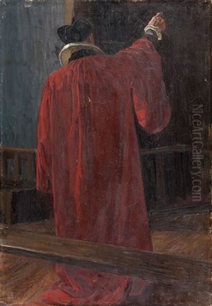 Etude Pour La Figure D'anne Du Bourg (study) Oil Painting by Jean Paul Laurens