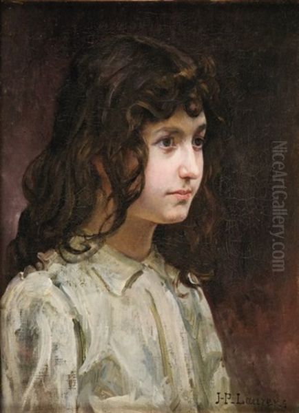 Portrait De Fillette Oil Painting by Jean Paul Laurens