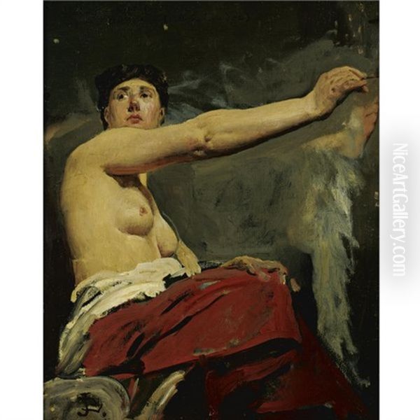 The Central Figure In The Ceiling Of The Palais De La Legion D'honneur (study) Oil Painting by Jean Paul Laurens