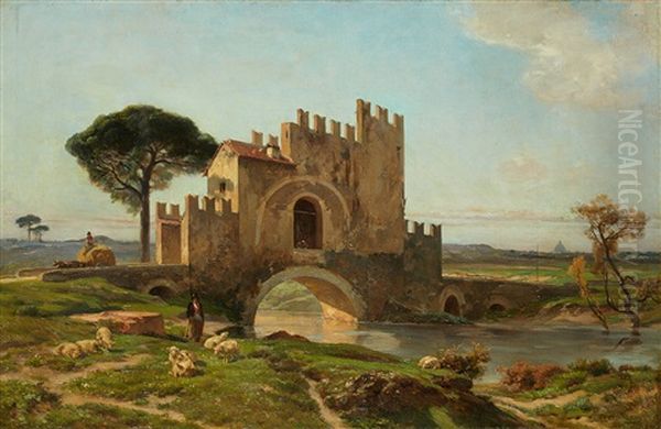 Paysage En Italie Oil Painting by Jules (Joseph Augustin) Laurens