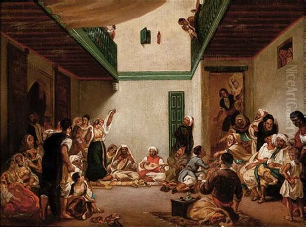 A Jewish Wedding In Morocco (after Eugene Delacroix) Oil Painting by Jules (Joseph Augustin) Laurens