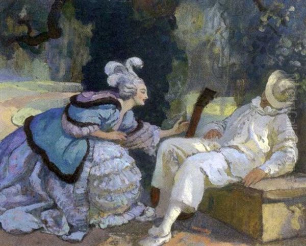 Colombine Et Pierrot Oil Painting by Paul Albert Laurens