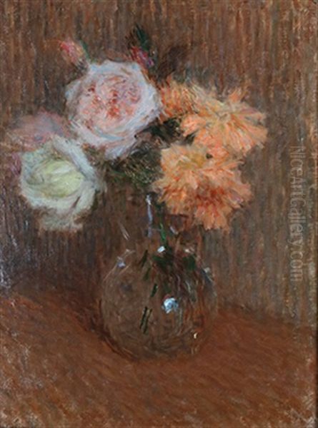 Bouquet De Roses Et Pivoines Oil Painting by Ernest Joseph Laurent