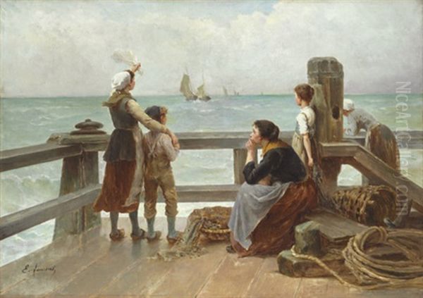 A Sailor's Goodbye Oil Painting by Ernest Joseph Laurent